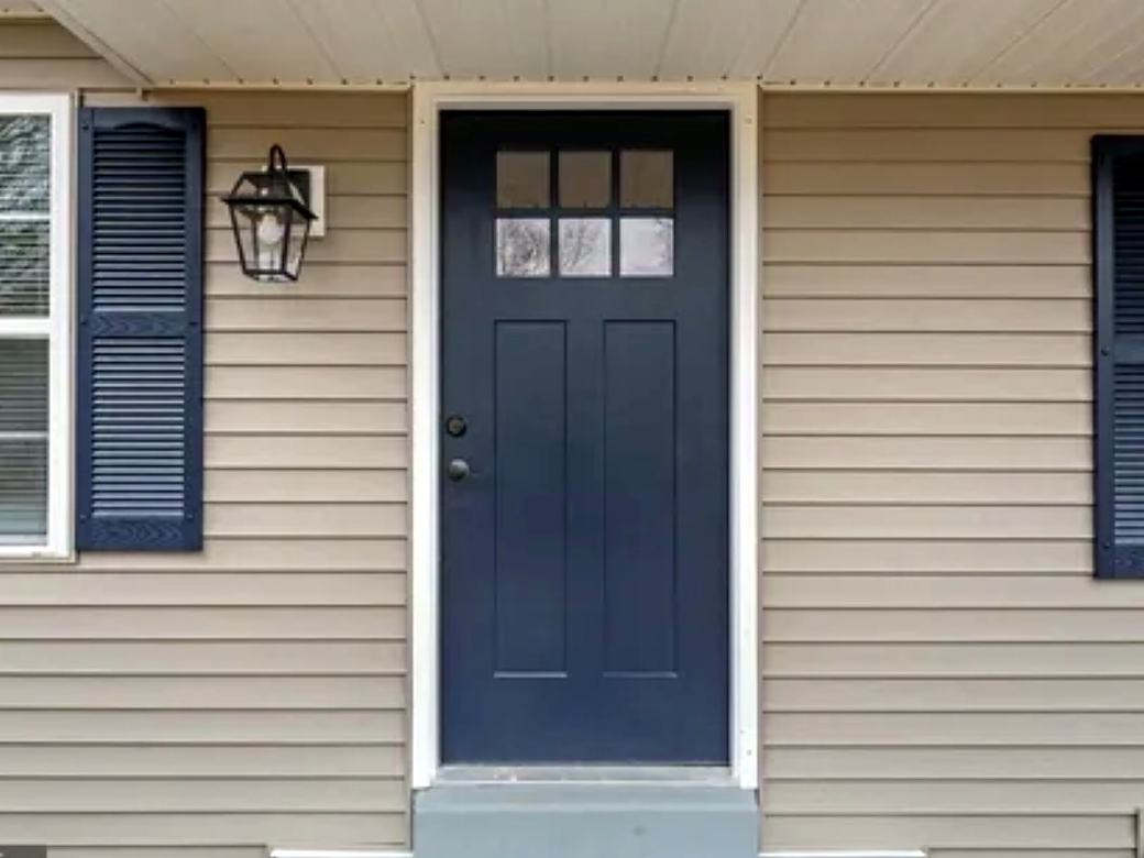 New front door and window with shutters