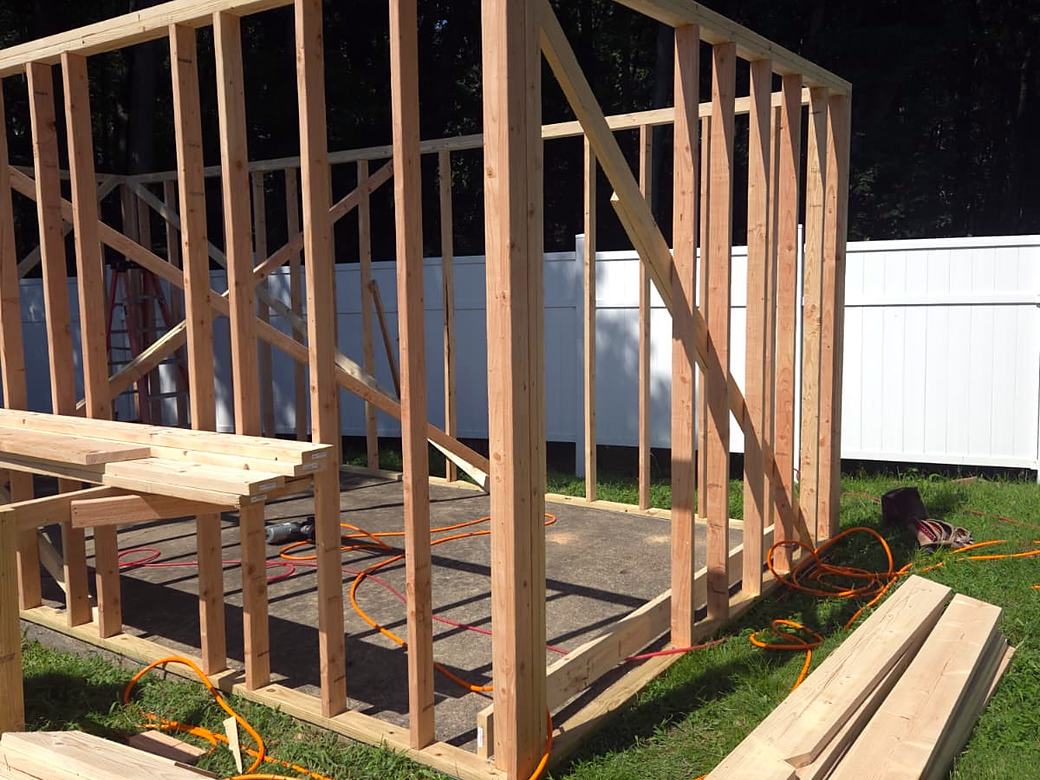 Shed framing on a new floor